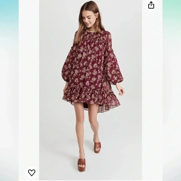 NWT Cinq a cept Zola dress maroon and starfruit sz 2 - Picture 2 of 14